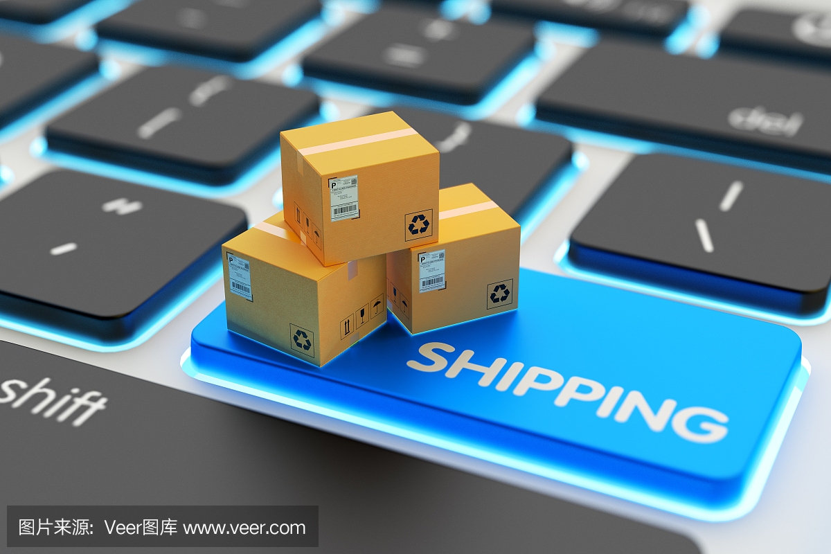 网上购物、网上购物、包裹递送和托运服务理念
